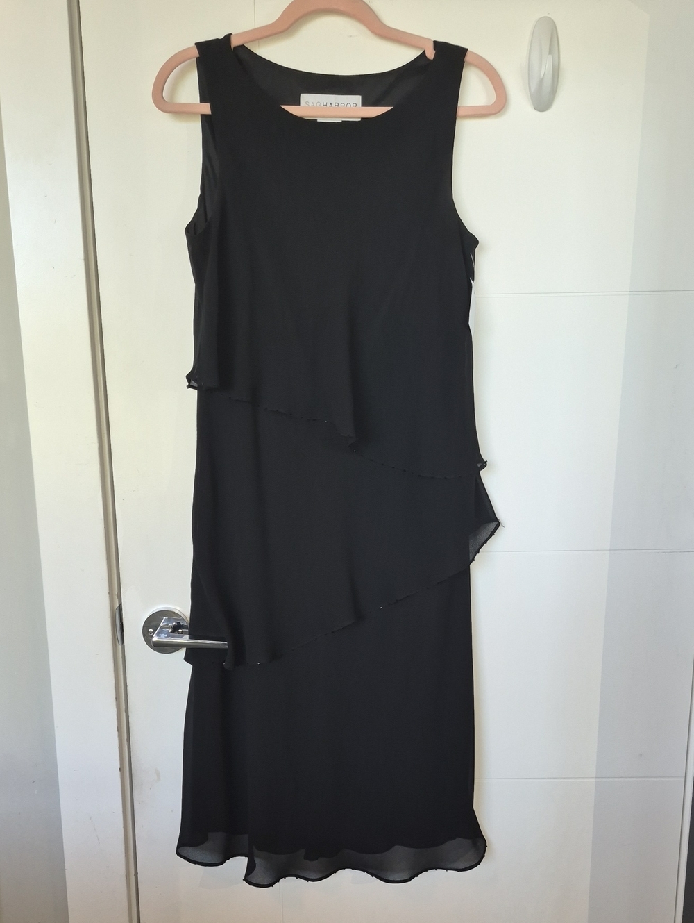 Sag Harbor Black Layered Sleeveless Midi Dress